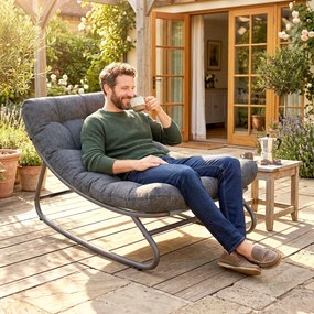 Outsunny Fotoliu balansoar cu șezut lat din plasă și pernă groasă 101 x 66 x 63 cm Gri | Aosom Romania