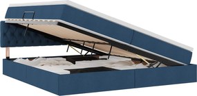 vidaXL Pat cu saltea și spațiu de depozitare albastru 200 x 200 cm