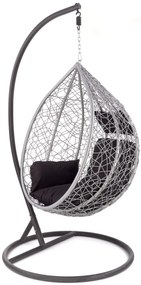 Fotoliu suspendat Eggy ratan gri/negru - H195 cm