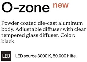 Proiector LED Exterior, Negru, Protectie IP66, O-zone pt small
