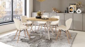 Mazzoni ALDO Stejar Artisan/picioare bej - MASĂ ROTUNDĂ STIL LOFT PENTRU SALON/SUFRAGERIE EXTENSIBILĂ CU PICIOARE ÎN FORMĂ DE "Y"