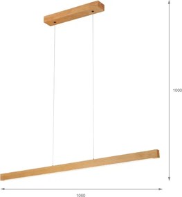 Lampă suspendată LED pe cablu VERDE LED/18W/230V 3000K 106 cm stejar