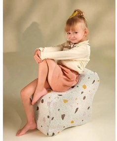 Puf de copii alb cu tapițerie din țesătură bouclé/cu tapițerie din chenille Terrazzo Cloud – Wigiwama