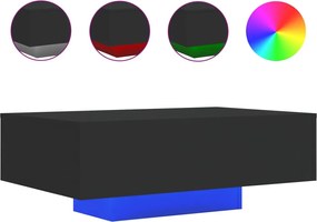 vidaXL Măsuță de cafea cu lumini LED, negru, 85x55x31 cm