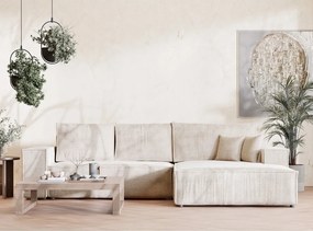 Colțar crem extensibil/cu spațiu de depozitare cu tapițerie din chenille (cu colț pe partea dreaptă/cu șezlong) Maze – Maison de Rêve