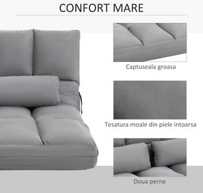 HOMCOM Canapea De Podea Pliabila, 130x73x60 cm Gri | Aosom Romania