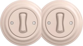 Kliklap - Întrerupător dublu unipolar retro, cu ramă nr. 1, roz prăfuit