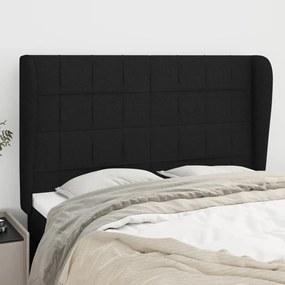 3117956 vidaXL Tăblie de pat cu aripioare, negru, 147x23x118/128 cm, textil