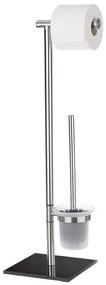 Perie WC cu suport hartie igienica Lima, Argintiu, 69x23,5x20 cm, Wenko