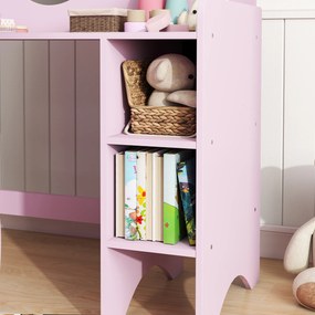 AIYAPLAY Masă de toaletă pentru copii cu scaun și oglindă în formă de floare cu rafturi deschise pentru băieți și fete 3-8 ani Mov | Aosom Romania