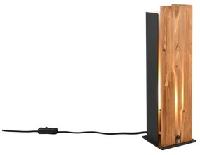 Veioză neagră/în culoare naturală cu abajur din lemn (înălțime 40 cm) Karuni – Trio