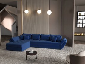 Colțar extensibil dumonde cu ladă de depozitare si sezut confortabil din spuma high-density, Loana XL Royal Albastru 335x185 cm