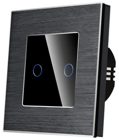 Intrerupator Dublu cu Touch din Sticla si Rama de Aluminiu LUXION, protocol ZigBee