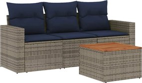 vidaXL Set canapea de grădină cu perne, 4 piese, gri, poliratan