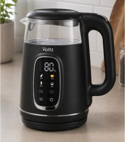 Fierbător electric Oliver Voltz OV51230AF, 2200 W, 1,7 l, 4 moduri, 13 setări de temperatură, afișaj LCD, comandă tactilă, negru/argintiu