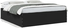 vidaXL Cadru de pat, negru, 200x200 cm, lemn prelucrat
