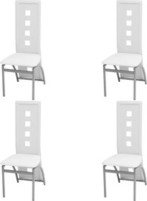 vidaXL Scaune de bucătărie, 4 buc., alb, piele ecologică