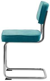 Scaun de dining turcoaz din catifea reiată Rupert – Unique Furniture
