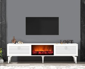 Comoda TV, Hanah Home, Arona Fireplace, 150x44.6x29.6 cm, Alb