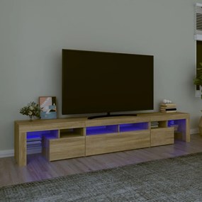 Comodă tv cu lumini led, stejar sonoma, 230x36,5x40 cm