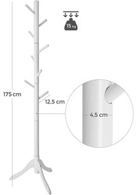 Cuier Haine Din Lemn Masiv, Alb, 57 X 175 Cm