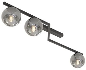 Plafonieră NATON, 3x E14, 10W, 230V, negru/fumuriu