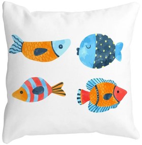 Perna Decorativa Patrata Multicolor Pesti, 40x40 cm, Alba, Mata, Husa Detasabila, Burduf