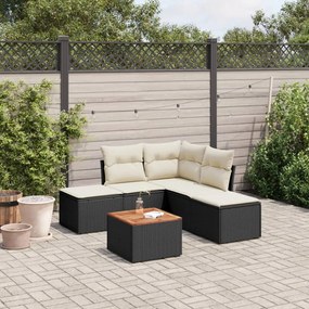 3223669 vidaXL Set mobilier de grădină cu perne, 6 piese, negru, poliratan