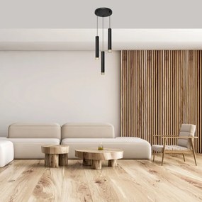 LED Lustră pe cablu TUBA 3xGU10/6,5W/230V neagră/aurie