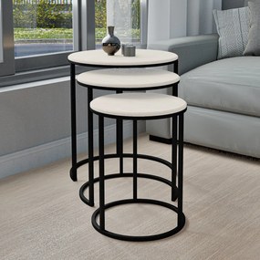 Masă de cafea Lisa White, 3 buc