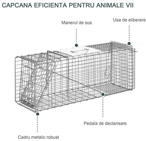 Outsunny Capcana pentru animale , 81 x 26 x 34,5 cm Cusca umana pentru rozatoare pentru iepuri, pisici fara stapan | Aosom Romania
