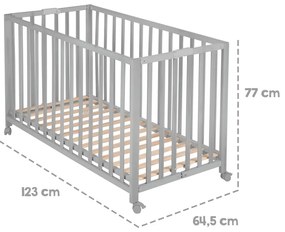 Pătuț pliabil gri cu roți 60x120 cm Fold up – Roba