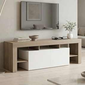 Comoda TV Linora, culoare sonoma-alb, 150 x 40 x 50 cm