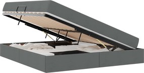 vidaXL Pat cu saltea și spațiu de depozitare Gri închis 160 x 200 cm
