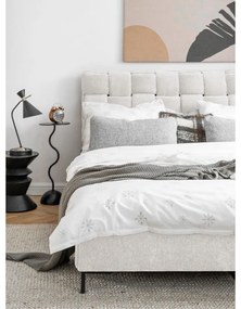 Pat matrimonial crem tapițat cu somieră 160x200 cm Eve – Miuform