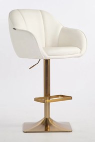 HR2055KW Scaun Alb din Piele Ecologica cu Bază Aurie