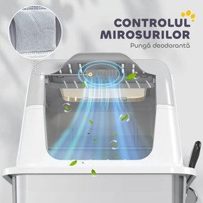 PawHut Litieră pentru pisici cu 2 intrări, deodorant și lopățică Alb și gri | Aosom Romania