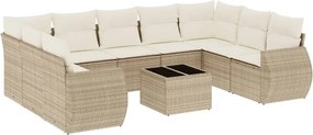 vidaXL Set canapele de grădină cu perne, 10 piese, bej, poliratan