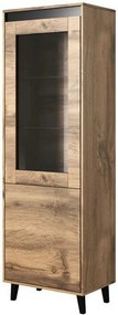 Vitrina NORD, stejar wotan/gri antracit, PAL laminat/plastic, 60x38x18