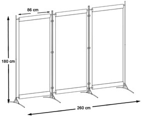 Paravan despartitor mobil 260x180cm, gri