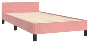 Cadru de pat cu tablie, roz, 90x200 cm, catifea Roz, 90 x 200 cm