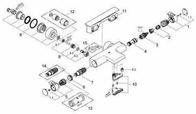 Baterie cada - dus termostatata Grohe Grohtherm 2000 crom lucios