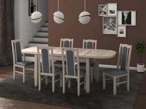 Set masa extensibila 160x200cm cu 6 scaune tapitate, MB-12 Venus1 si S-37 Boss7 S11, sonoma, lemn masiv de fag, stofa
