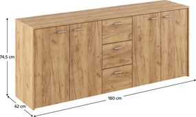 Dulap HUGOS 180, stejar craft auriu