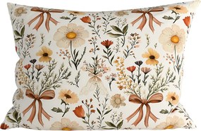 Fața de pernă din polibumbac FLORAL RIBBON POLY 70x90 cm, crem
