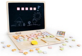 Laptop educațional magnetic din lemn cu telefon și litere