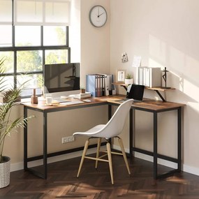 Birou de Studiu in Forma L, PAL Melaminat, Maro / Negru, Vasagle, LWD56X
