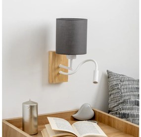 Lampă LED de perete Brilagi NUBILA WOOD 1xE27/25W/230V + LED/3W stejar/antracit