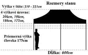 Cort pavilion 3x6 m roșu All-in-One