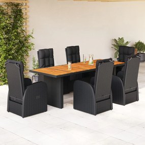 3277645 vidaXL Set mobilier de grădină cu perne, 7 piese, negru, poliratan